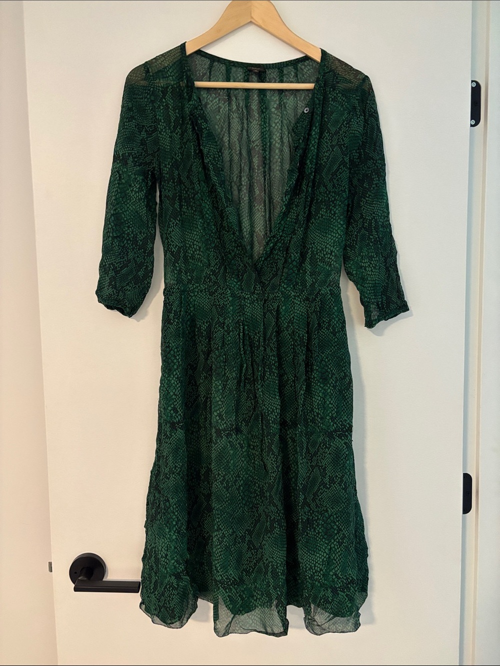 Babaton | Aritzia Green Silk Python Theo Dress | Color: Green | xS